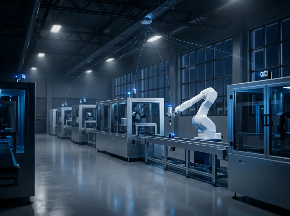 Industrial plant with IoT sensors and remote monitoring dashboards