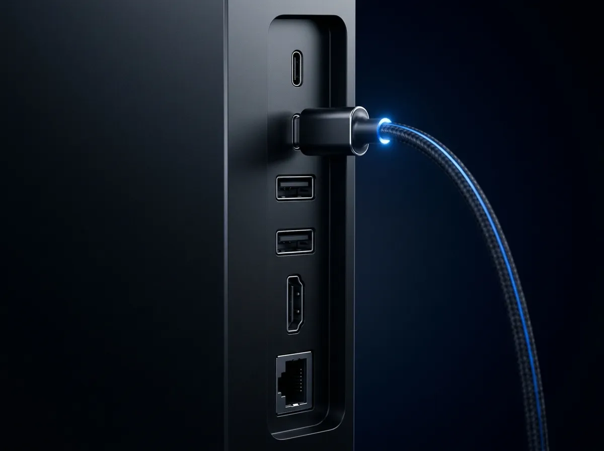Interactive panel connectivity ports including USB-C and HDMI