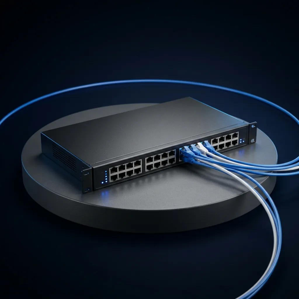 Managed network switch with fibre uplinks