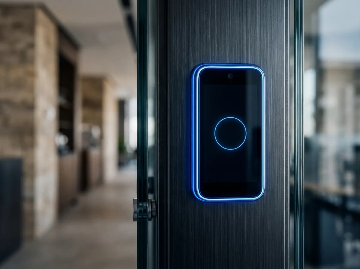 Face recognition access control terminal at an office entrance