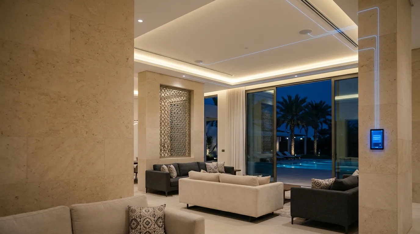 Smart building in Muscat with automated lighting, climate and security controlled from a tablet